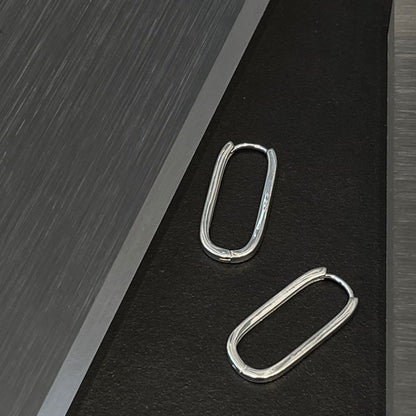 Linear Loop Silver Earrings