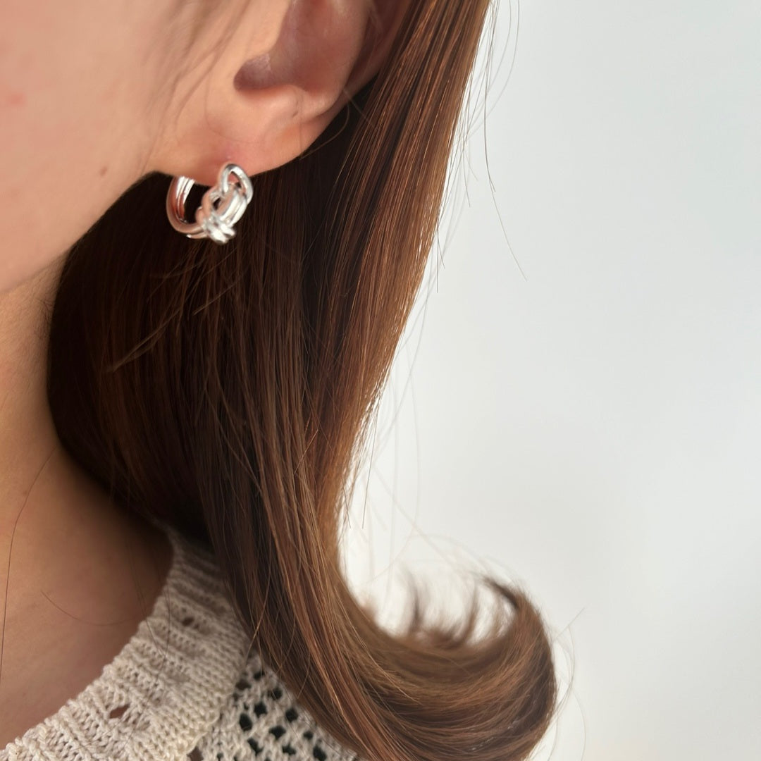 Interlocked Loop Sculpture Earrings in Polished Sterling Silver