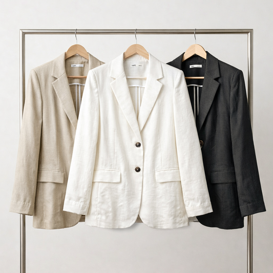 Relaxed Fit Linen Blazer – Women One Size