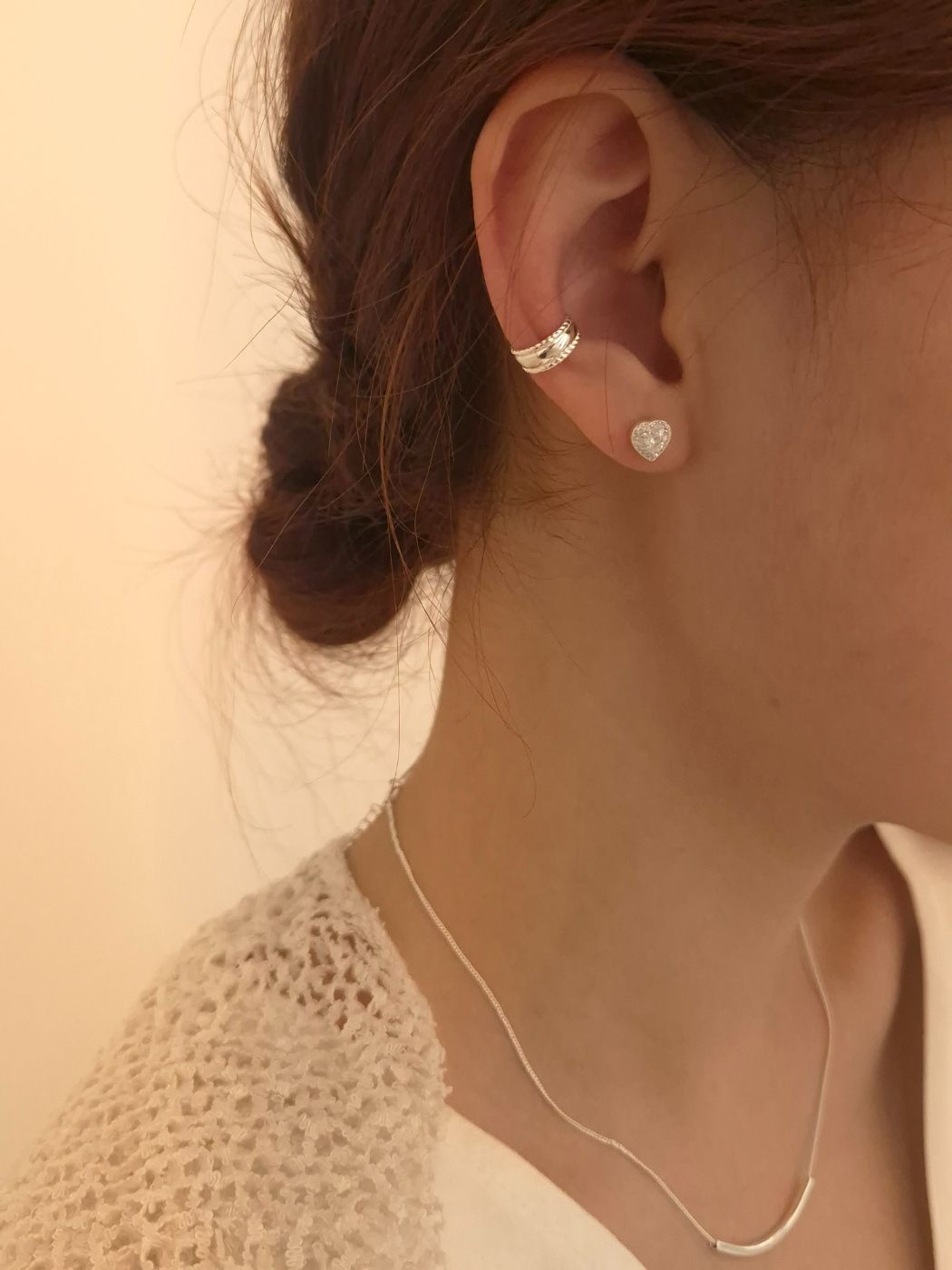 Twist Line Silver Ear Cuff (Single)