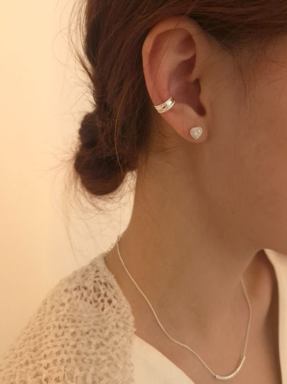 Twist Line Silver Ear Cuff (Single)