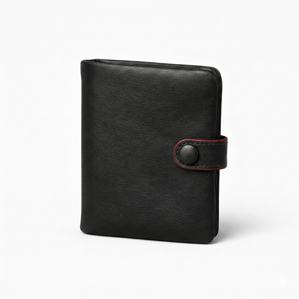 HANDMADE Cowhide Leather Snap Bifold Wallet