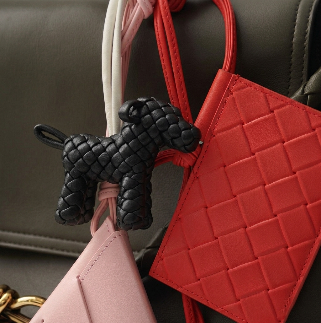 Hand-Braided Leather Dog Charm – Woven Bag Charm & Keychain
