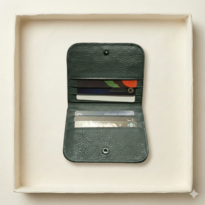 HANDMADE Cowhide Leather Flap Bifold Wallet