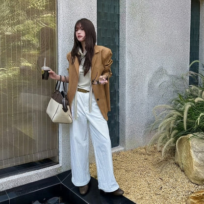 Suede Relaxed Blazer Jacket - Women One Size