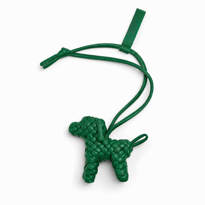 Hand-Braided Leather Dog Charm – Woven Bag Charm & Keychain