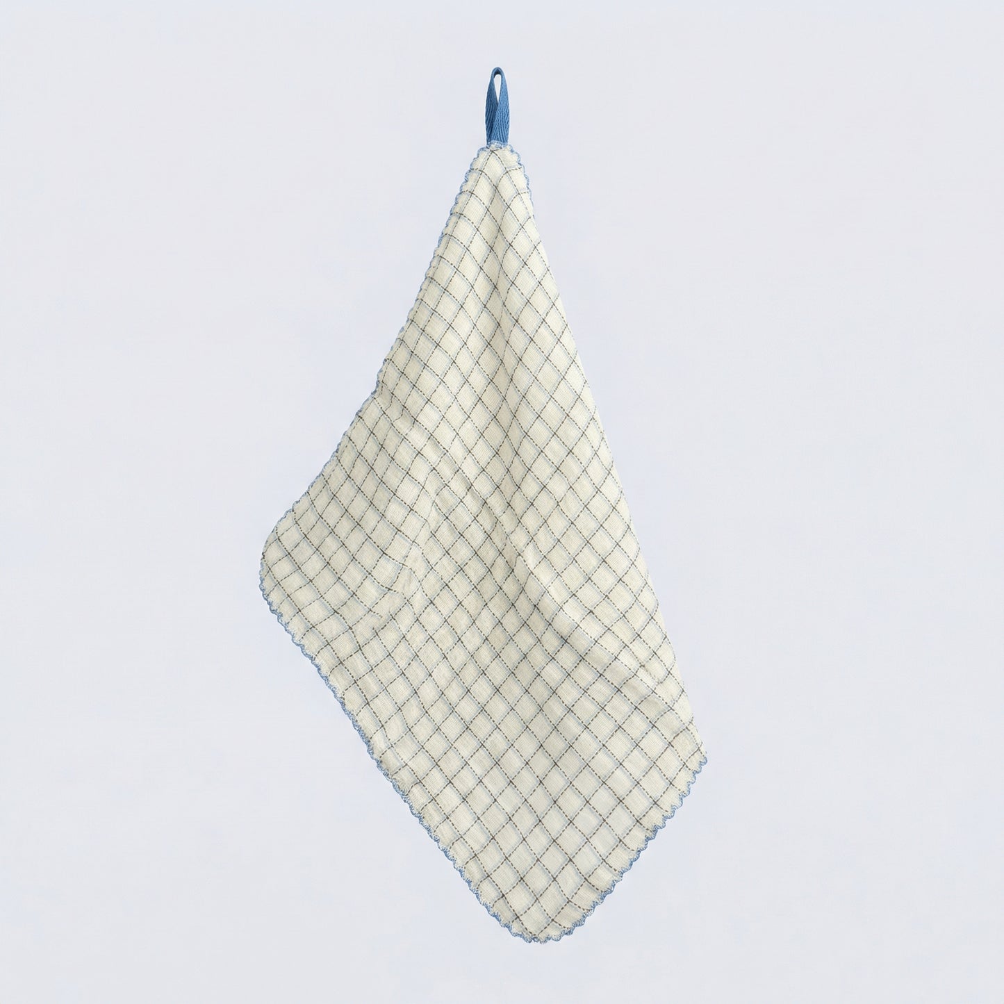 Soft Blue Grid Cotton Gauze Handkerchief