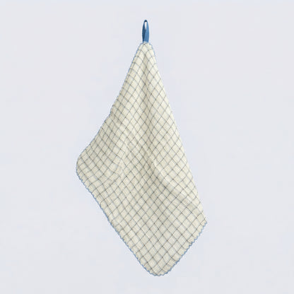 Soft Blue Grid Cotton Gauze Handkerchief