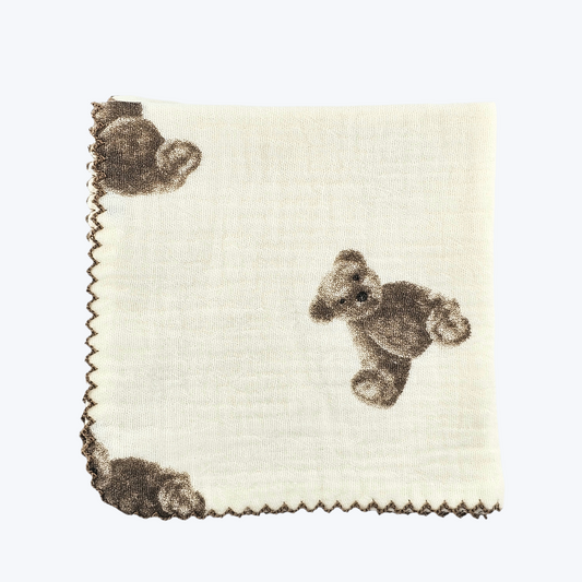 Vintage Teddy Cotton Gauze Handkerchief