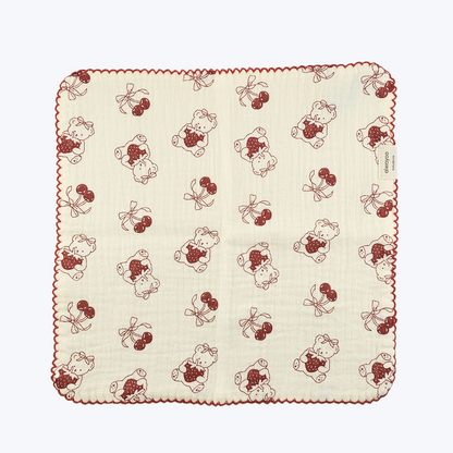 Cherry Teddy Cotton Gauze Handkerchief