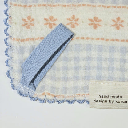 Blue Gingham Stripe Garden Gauze Cotton Handkerchief