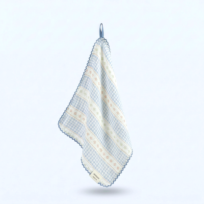 Blue Gingham Stripe Garden Gauze Cotton Handkerchief