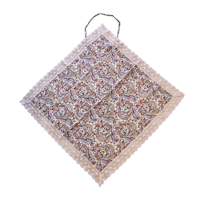 Paisley Print  Etiquette Handkerchief Apron - Pink , Dusty Blue