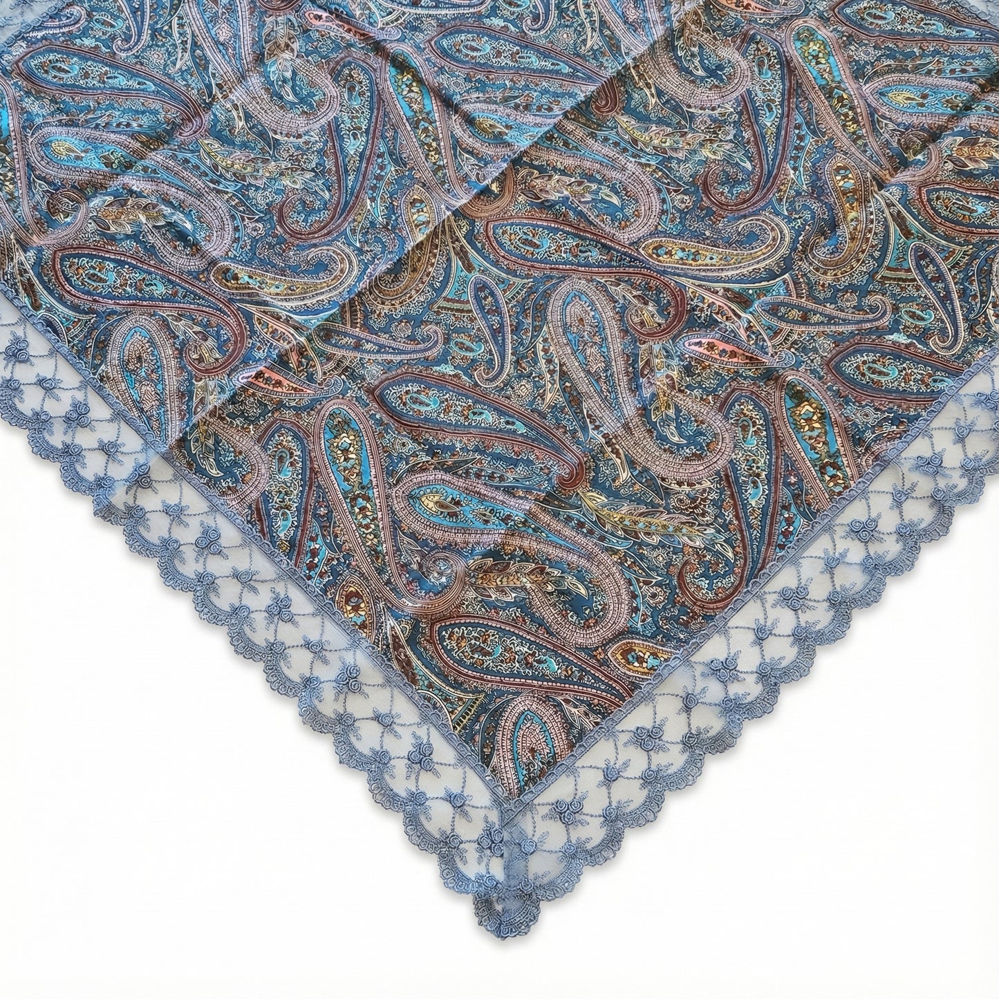 Paisley Print  Etiquette Handkerchief Apron - Pink , Dusty Blue