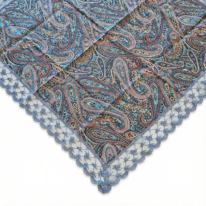 Paisley Print  Etiquette Handkerchief Apron - Pink , Dusty Blue