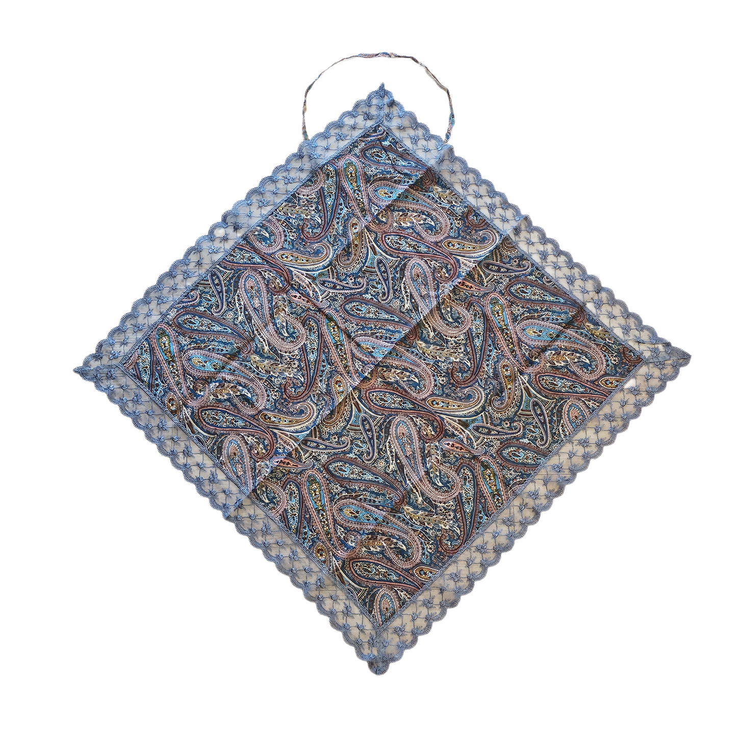 Paisley Print  Etiquette Handkerchief Apron - Pink , Dusty Blue