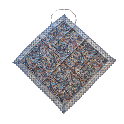 Paisley Print  Etiquette Handkerchief Apron - Pink , Dusty Blue