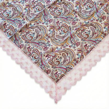 Paisley Print  Etiquette Handkerchief Apron - Pink , Dusty Blue