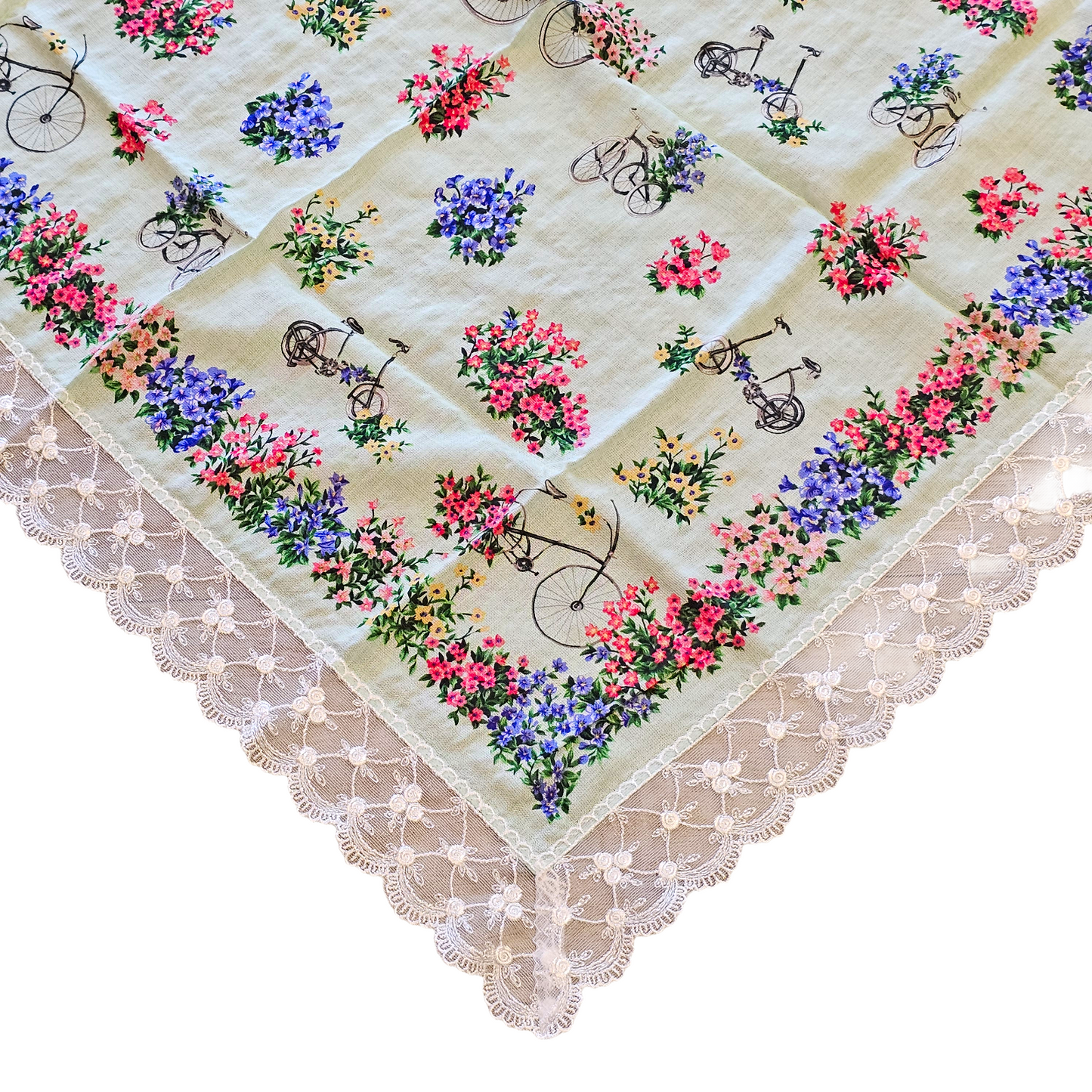 Vintage Floral Bicycle Etiquette Handkerchief Apron