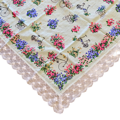 Vintage Floral Bicycle Etiquette Handkerchief Apron