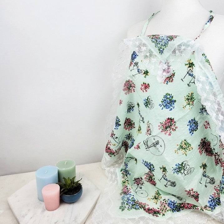 Vintage Floral Bicycle Etiquette Handkerchief Apron