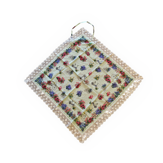 Vintage Floral Bicycle Etiquette Handkerchief Apron