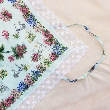 Vintage Floral Bicycle Etiquette Handkerchief Apron