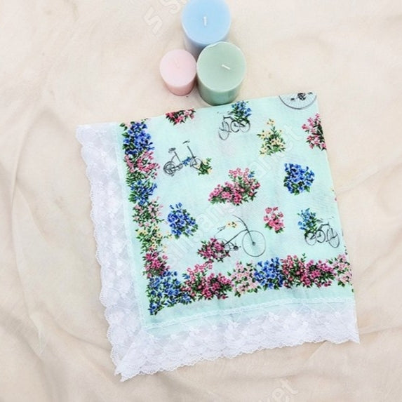 Vintage Floral Bicycle Etiquette Handkerchief Apron