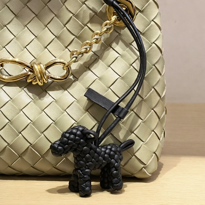 Hand-Braided Leather Dog Charm – Woven Bag Charm & Keychain
