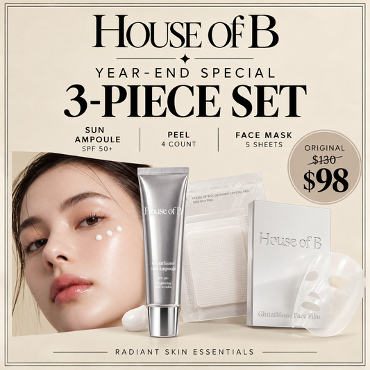 House of B Year-End Special 3-Piece Set – Glutathione Sun Ampoule, Peel & Face Mask