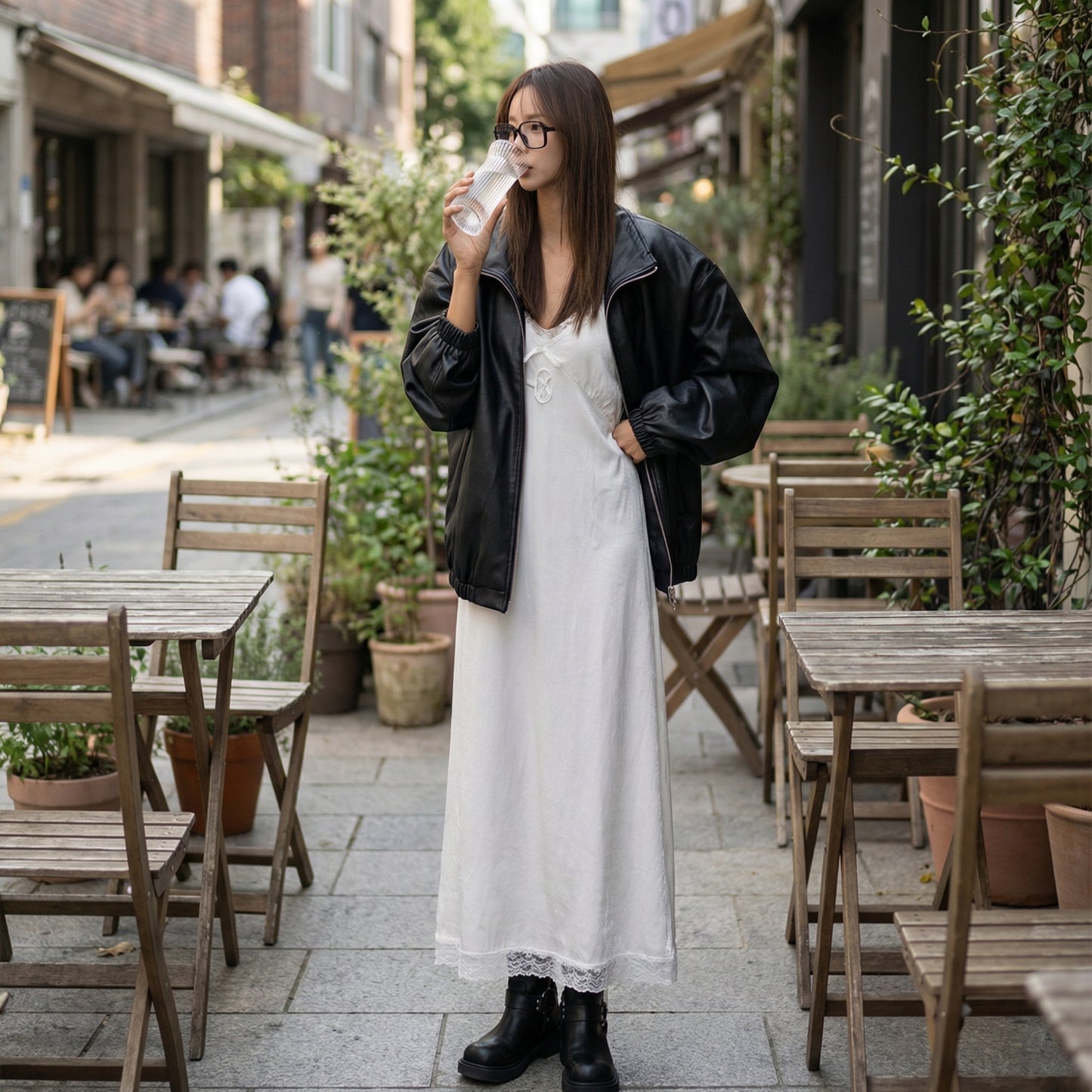 Minimal Style Faux Leather Jacket / Unisex (Oversized Fit for Women)