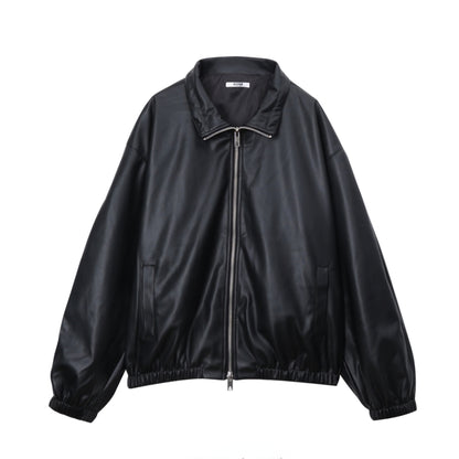 Minimal Style Faux Leather Jacket / Unisex (Oversized Fit for Women)