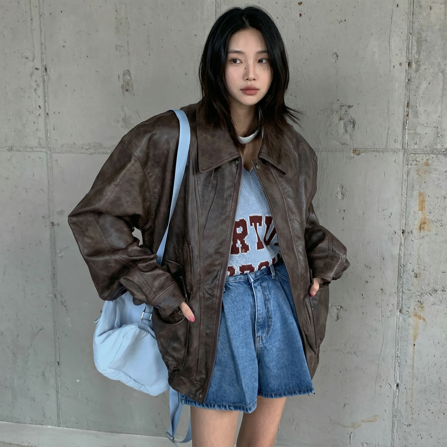 Urban Ease Faux Leather Jacket / Unisex - Brown