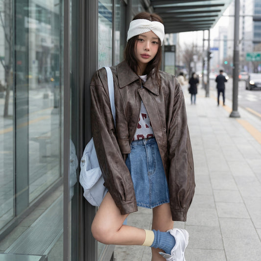 Urban Ease Faux Leather Jacket / Unisex - Brown