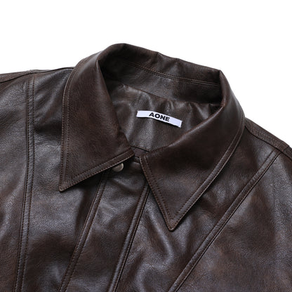 Urban Ease Faux Leather Jacket / Unisex - Brown