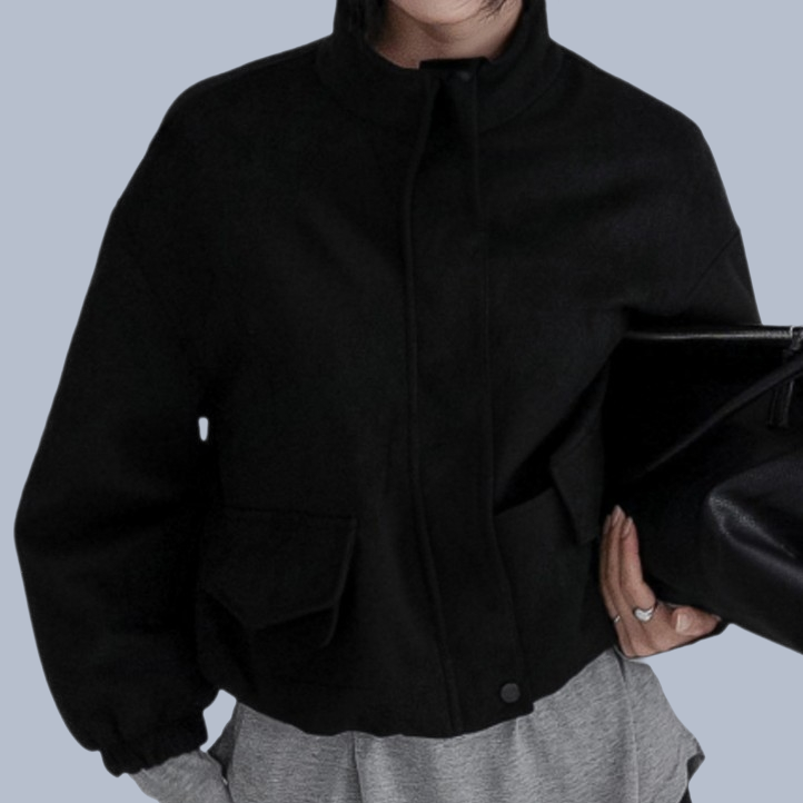 Madrid Suede Cropped Blouson Jacket - Black