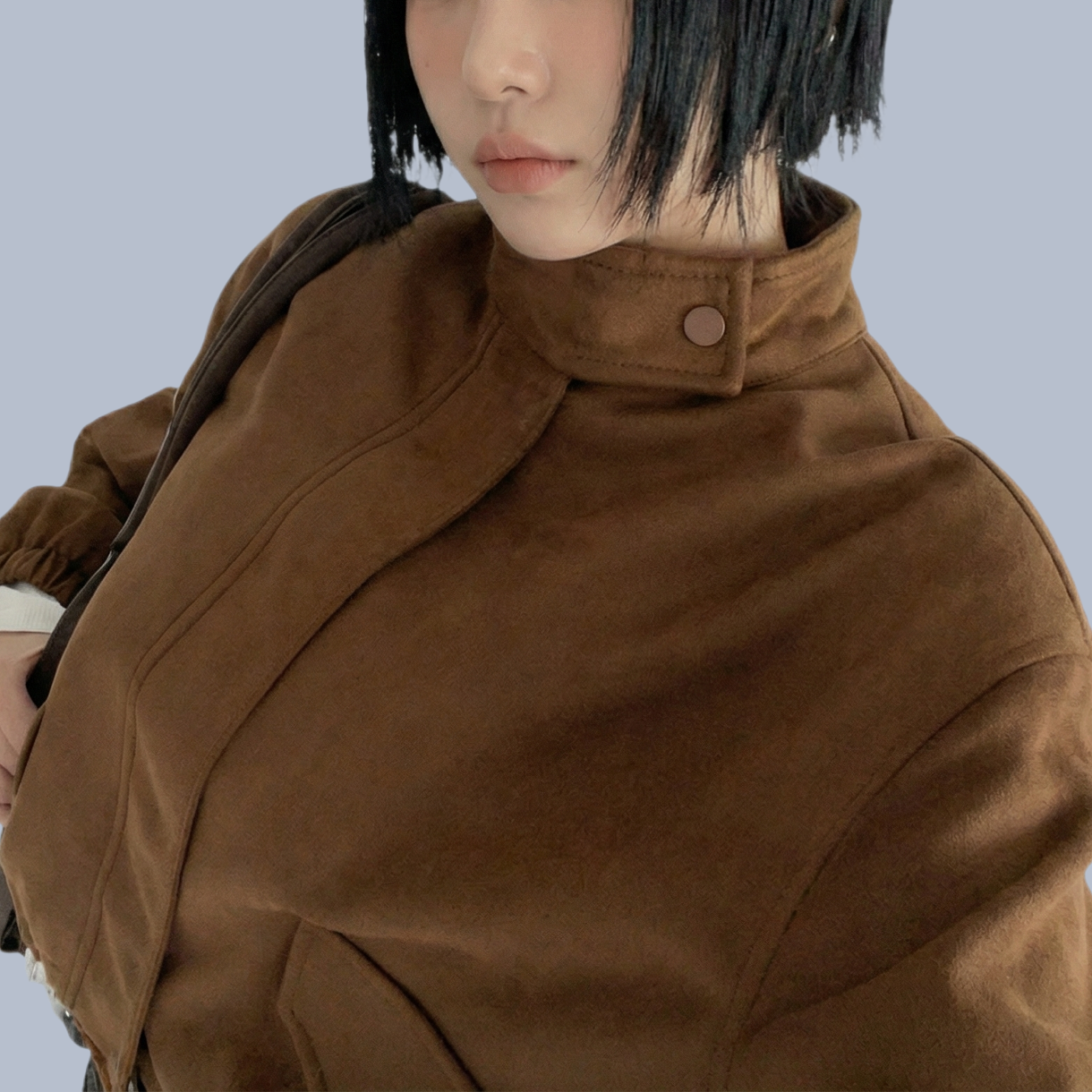 Madrid Suede Cropped Blouson Jacket - Brown