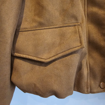 Madrid Suede Cropped Blouson Jacket - Brown