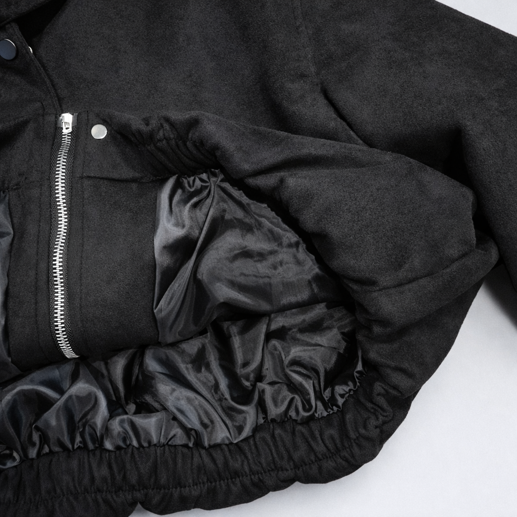 Madrid Suede Cropped Blouson Jacket - Black