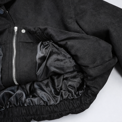 Madrid Suede Cropped Blouson Jacket - Black