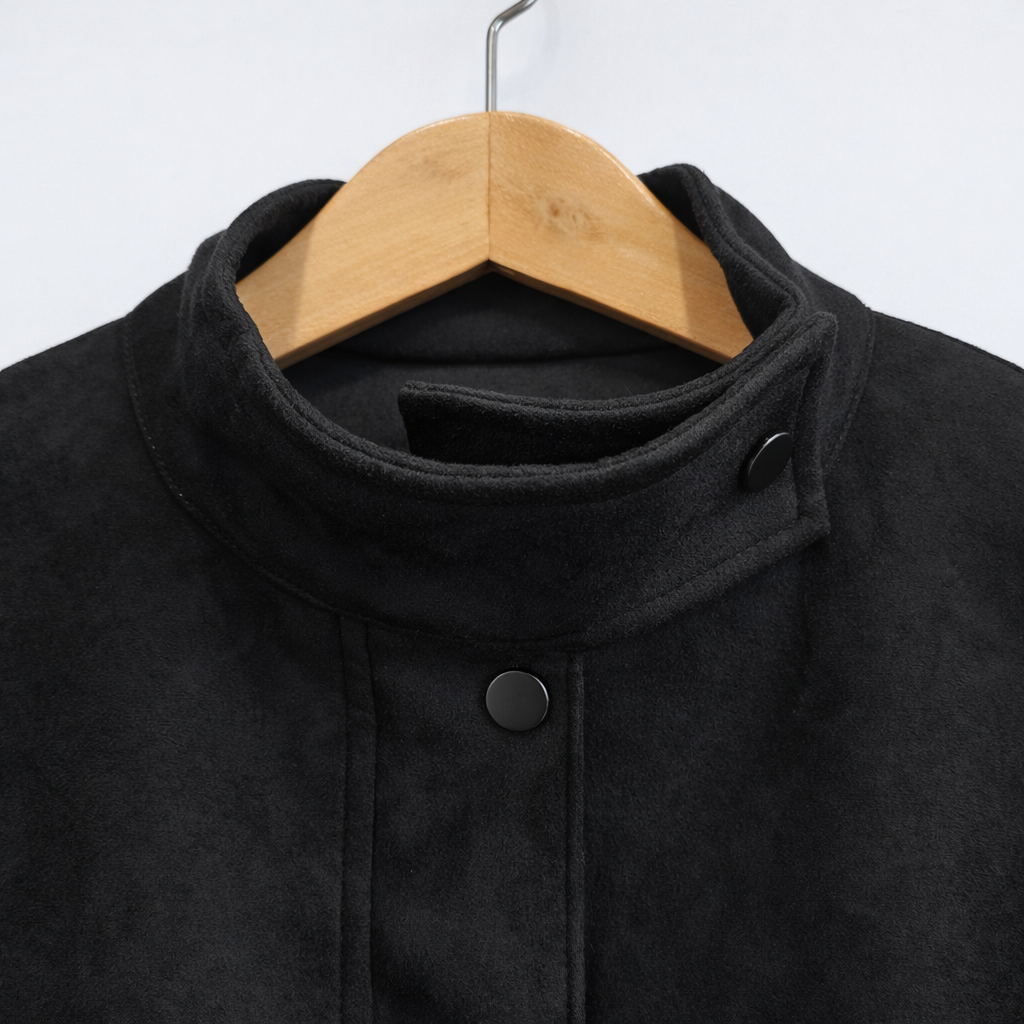 Madrid Suede Cropped Blouson Jacket - Black