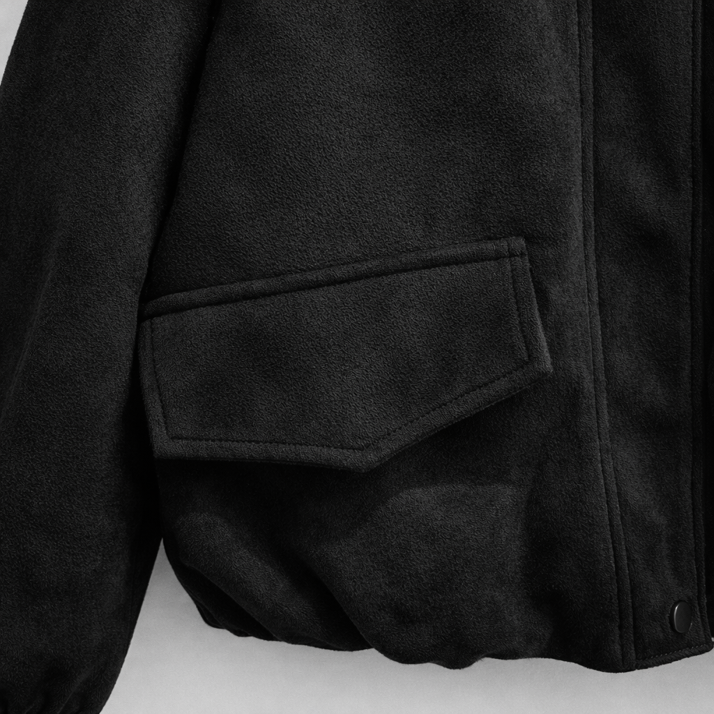 Madrid Suede Cropped Blouson Jacket - Black