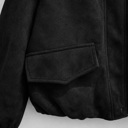 Madrid Suede Cropped Blouson Jacket - Black