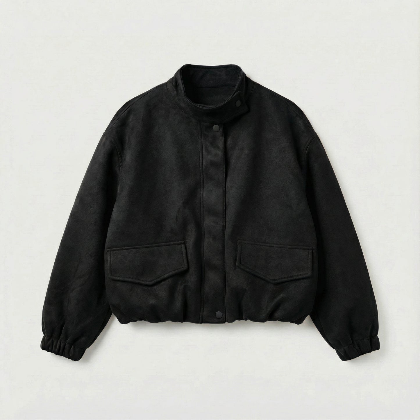 Madrid Suede Cropped Blouson Jacket - Black