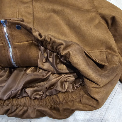 Madrid Suede Cropped Blouson Jacket - Brown