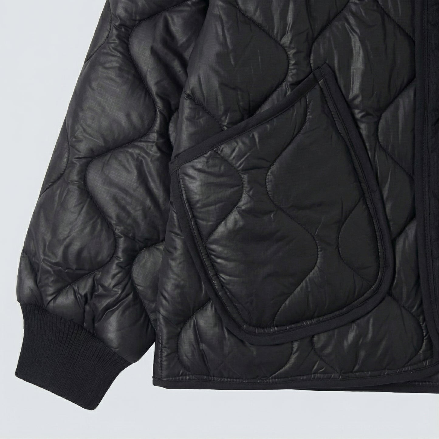 Quilted Padded Jacket - Black  (Unisex)