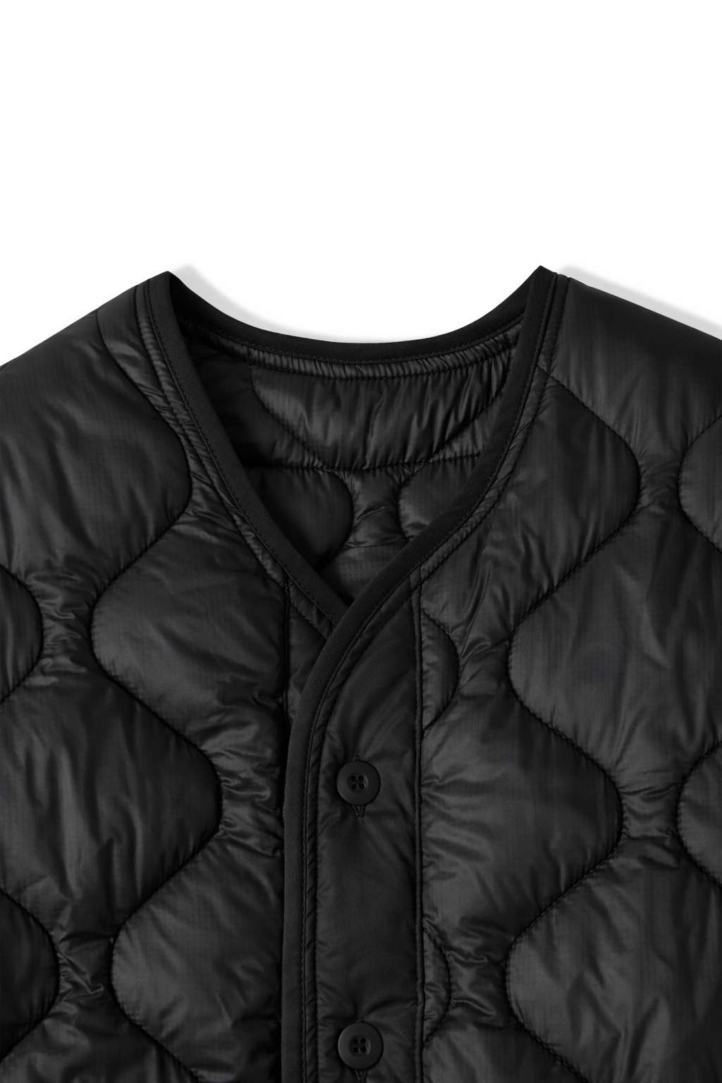 Quilted Padded Jacket - Black  (Unisex)
