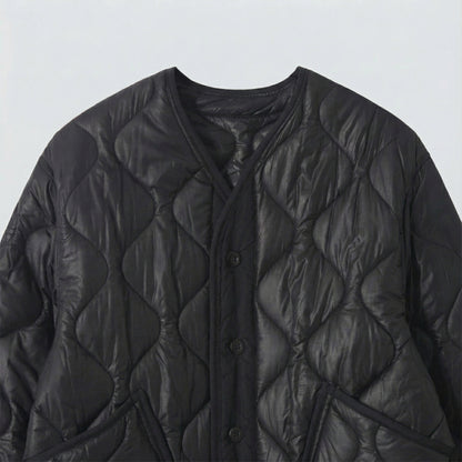 Quilted Padded Jacket - Black  (Unisex)