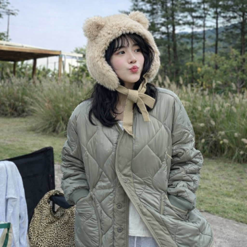 Quilted Padded Jacket - Olive  (Unisex)