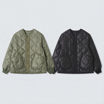Quilted Padded Jacket - Olive  (Unisex)